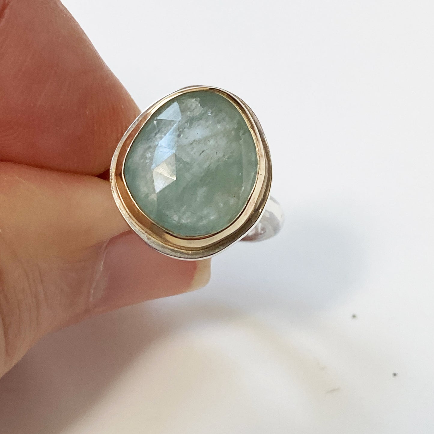 Aquamarine Rose Cut Ring
