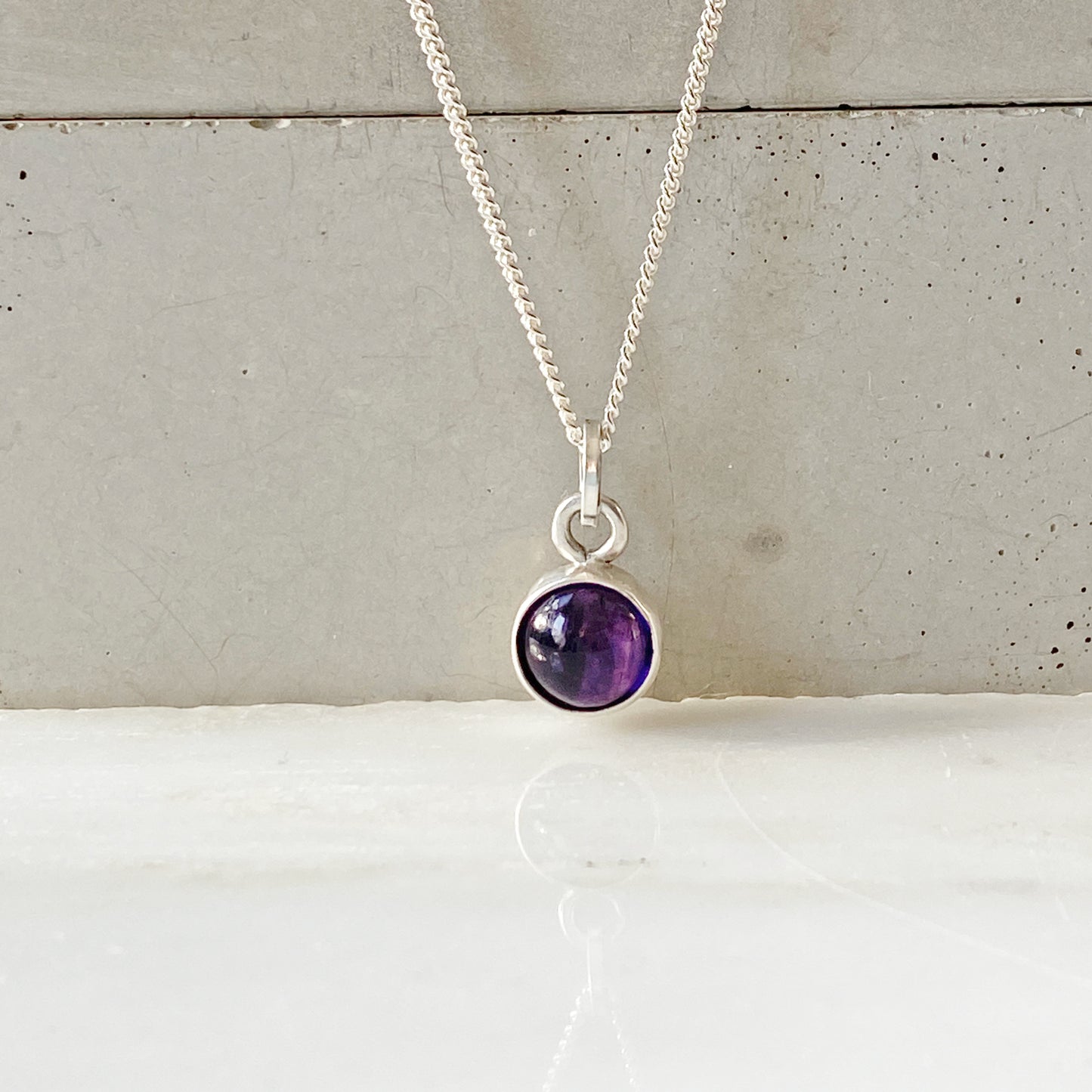 Birthstone Orb Amethyst Silver Pendant