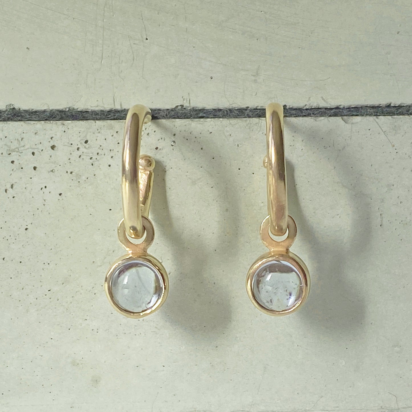 Birthstone Aquamarine Gold Hoops