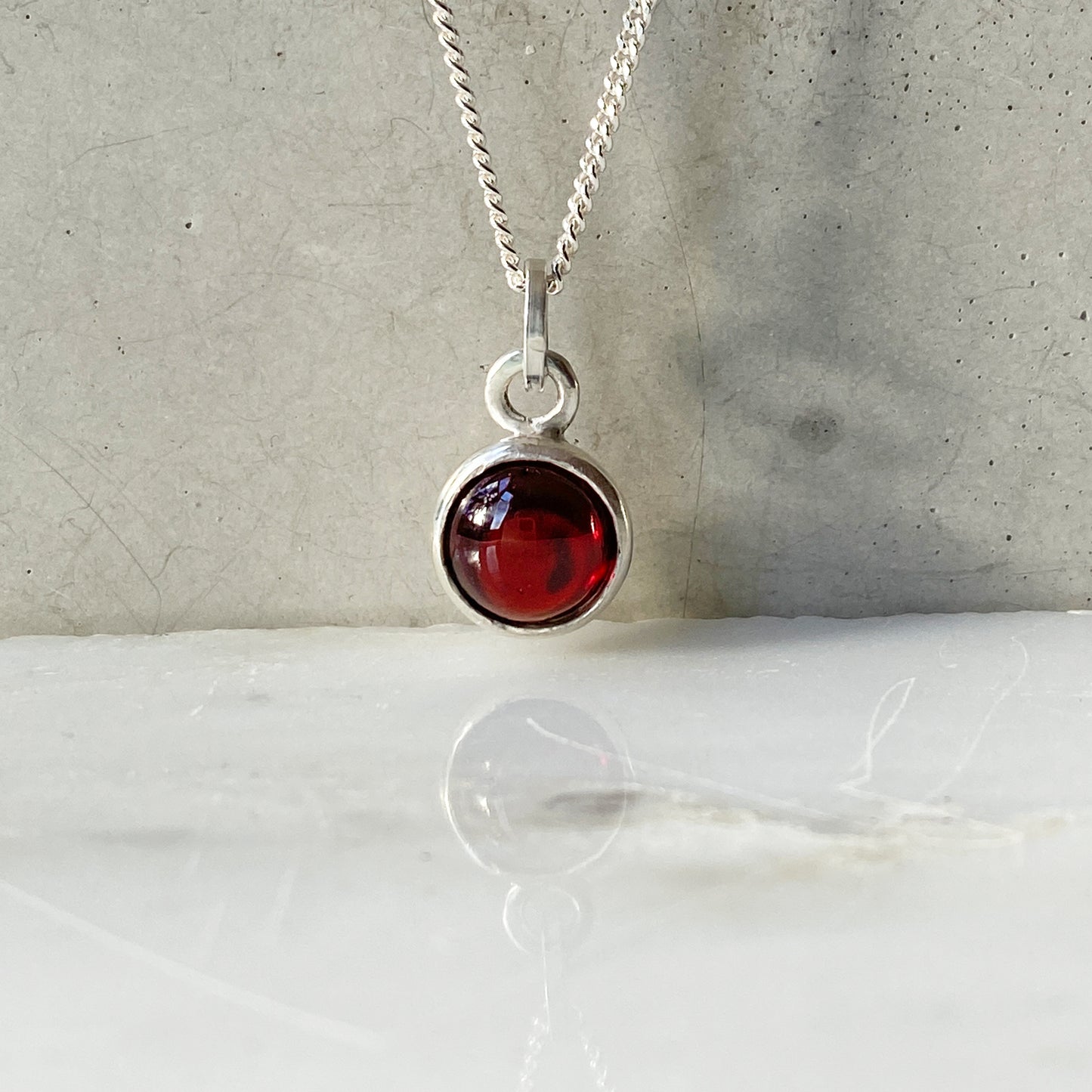 Birthstone Orb Garnet Silver Pendant