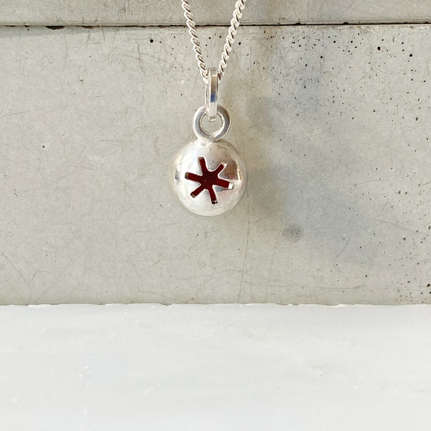 Birthstone Orb Garnet Silver Pendant