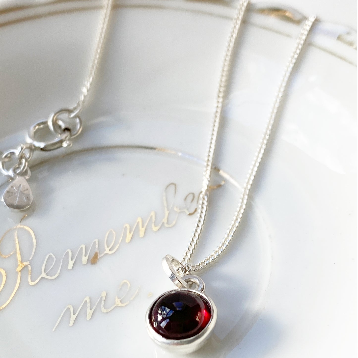 Birthstone Orb Garnet Silver Pendant