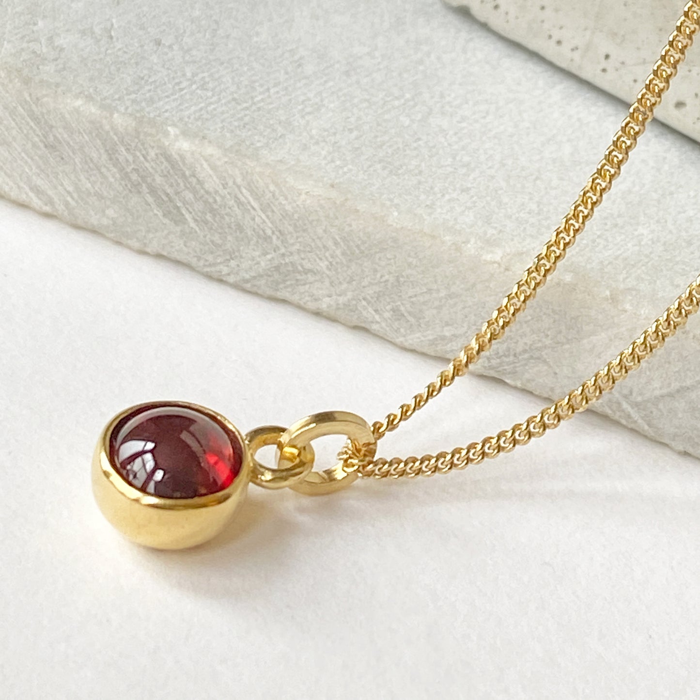 Birthstone Orb Garnet Gold Pendant