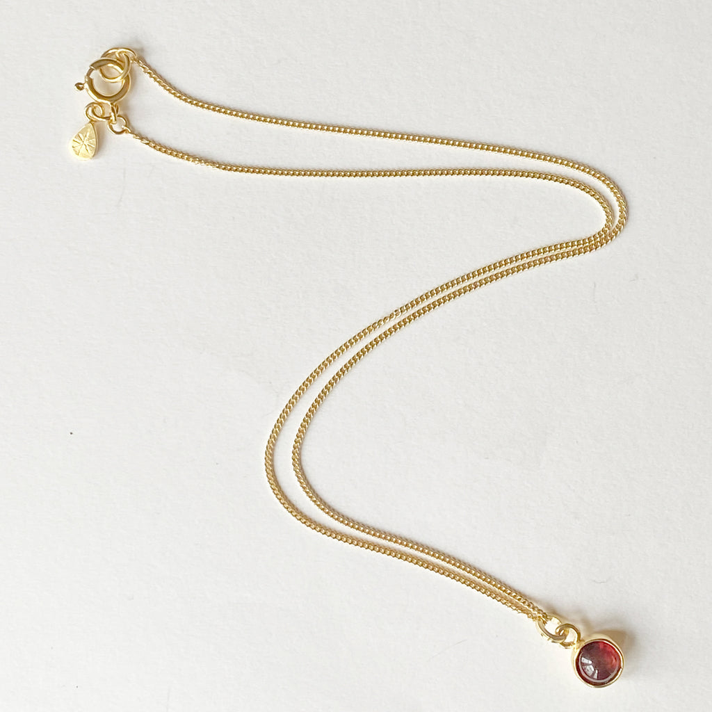 Birthstone Orb Garnet Gold Pendant
