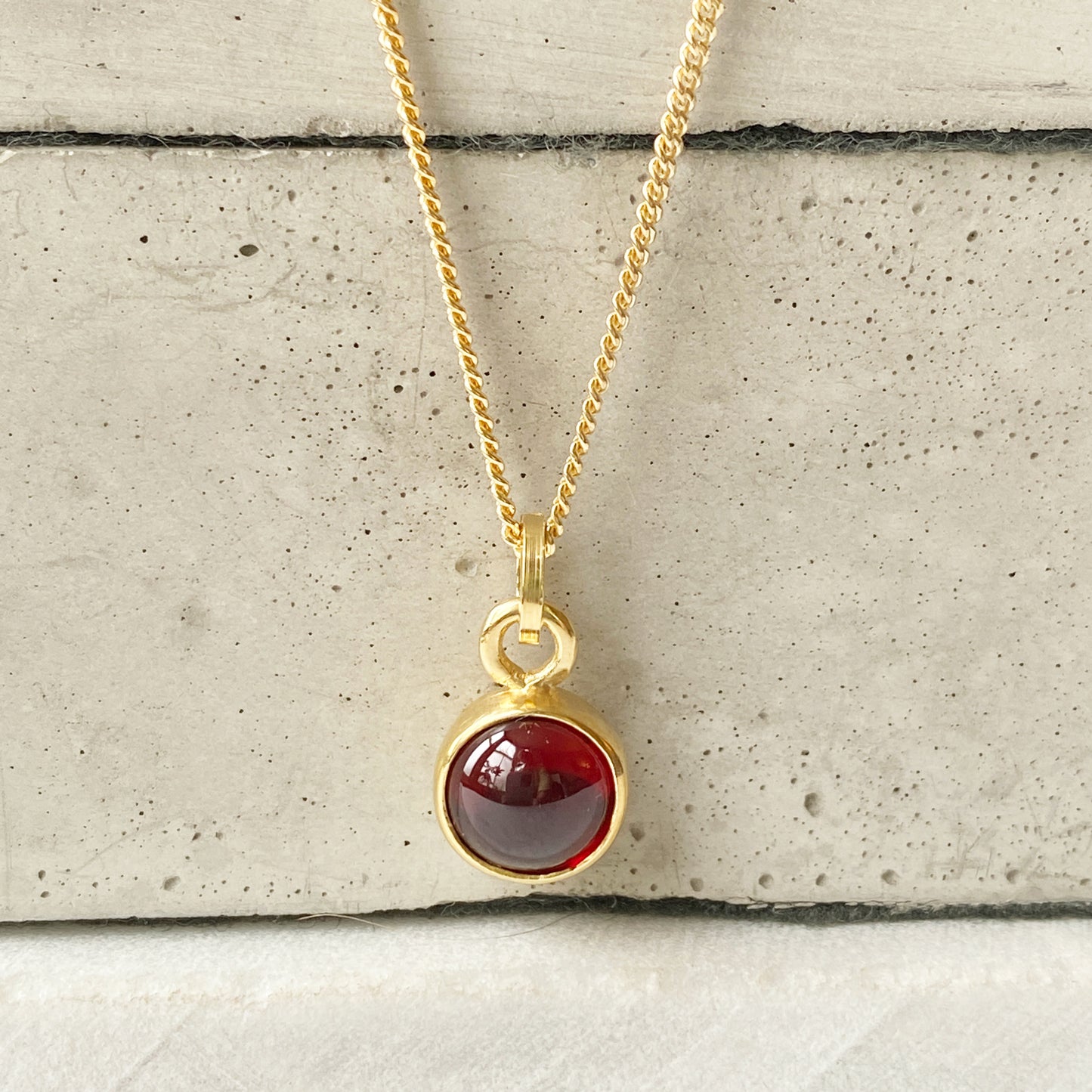 Birthstone Orb Garnet Gold Pendant