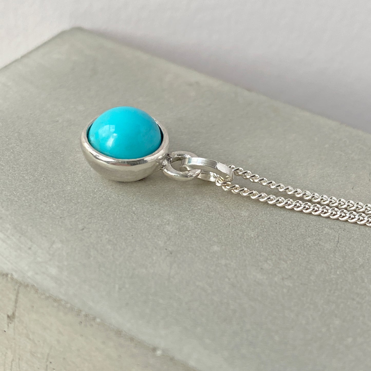 Birthstone Orb Turquoise Silver Pendant