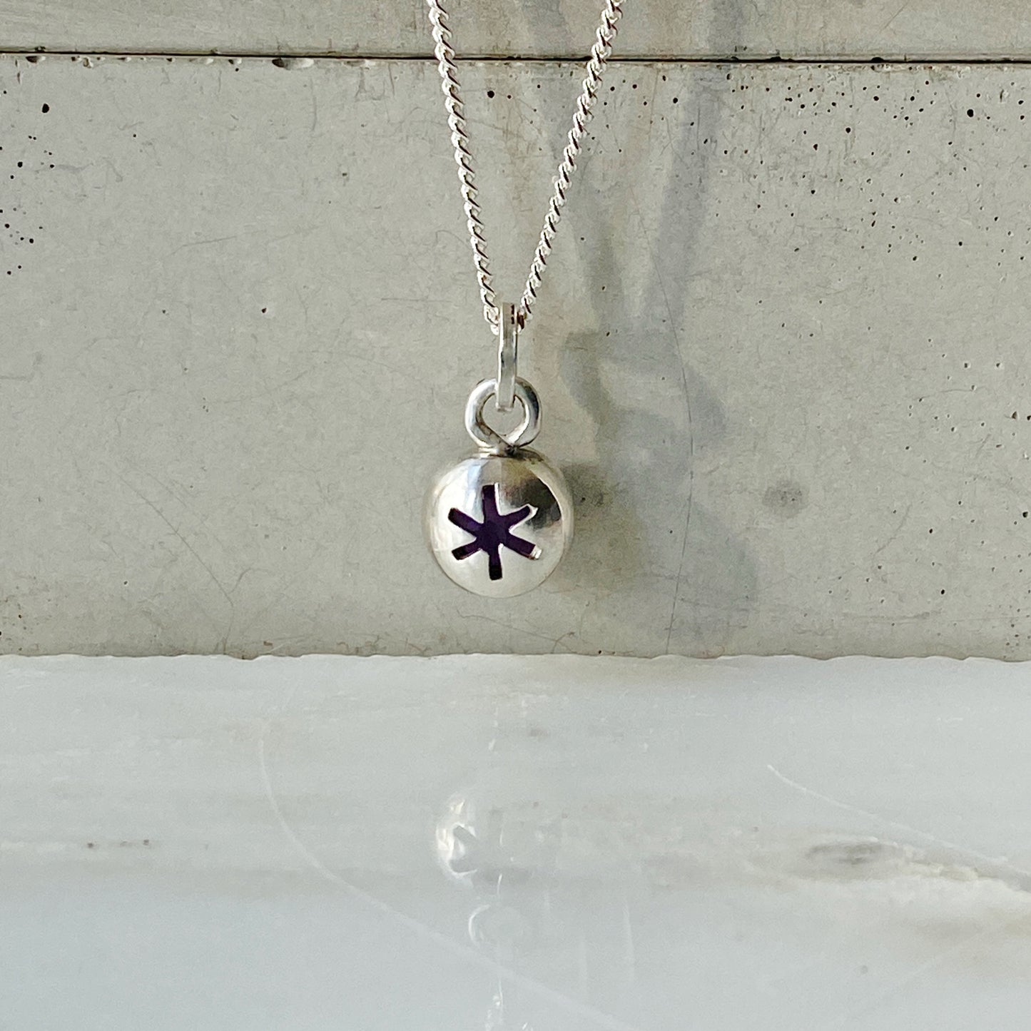 Birthstone Orb Amethyst Silver Pendant