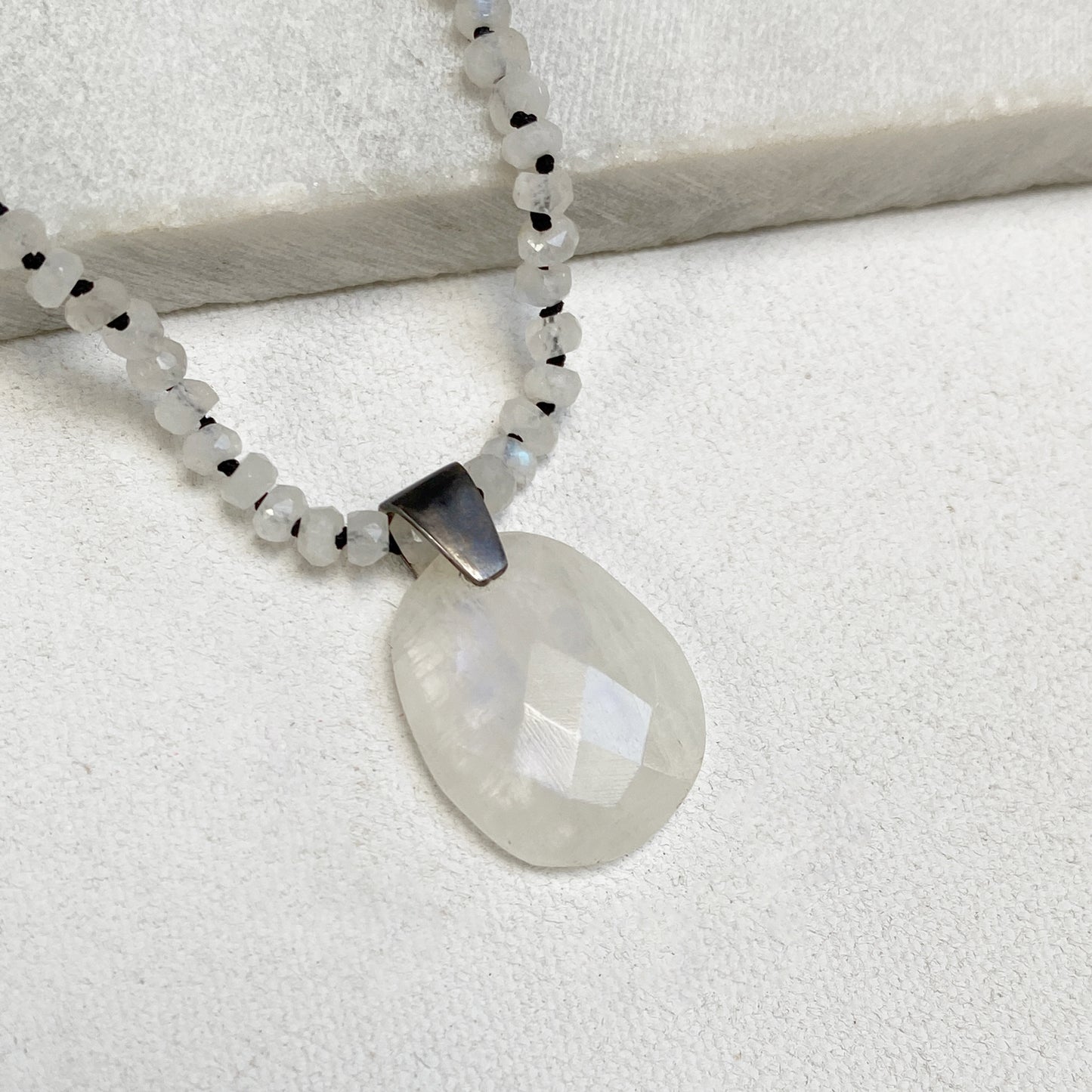 Blue Moonstone Knotted Necklace