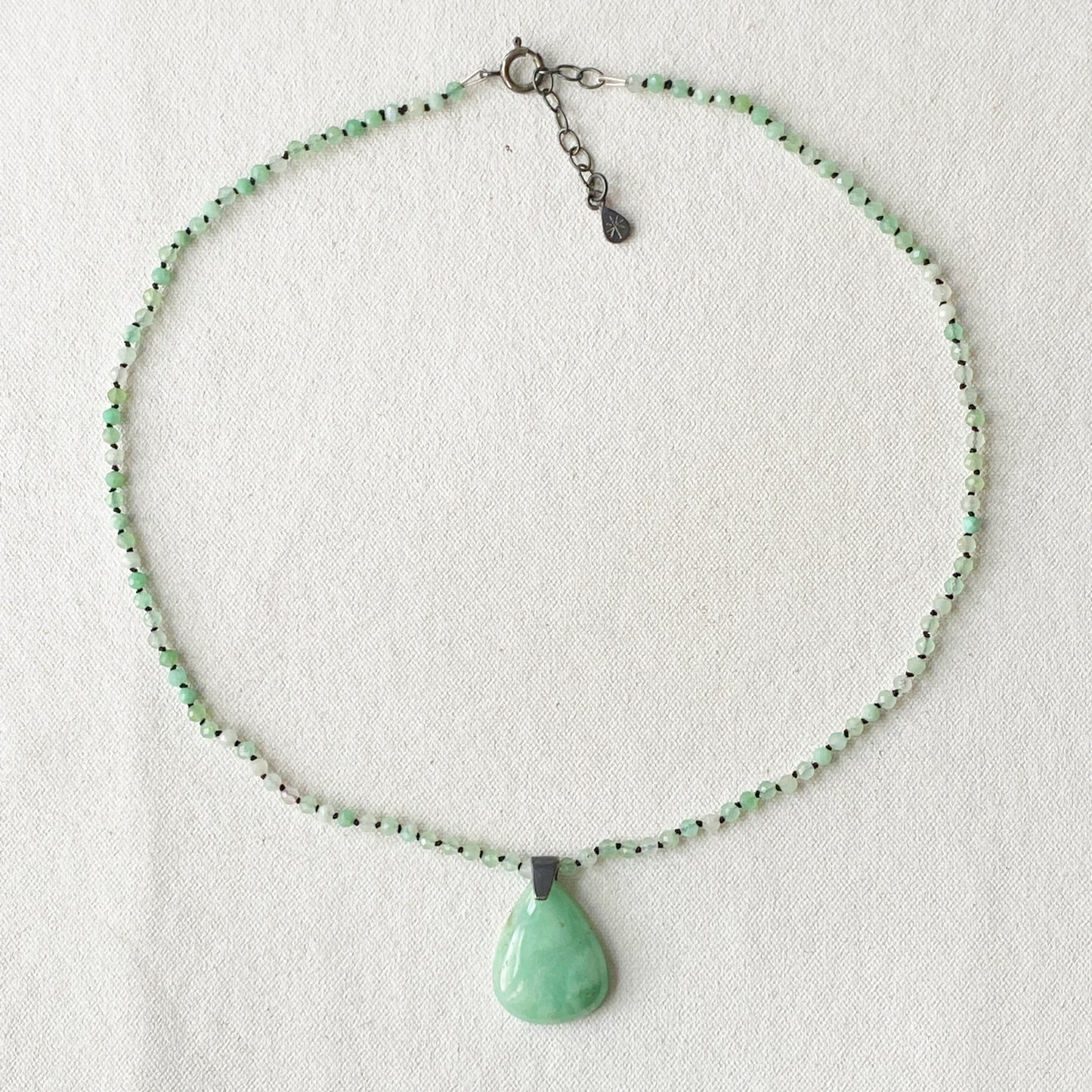 Chrysoprase Knotted Teardrop Pendant