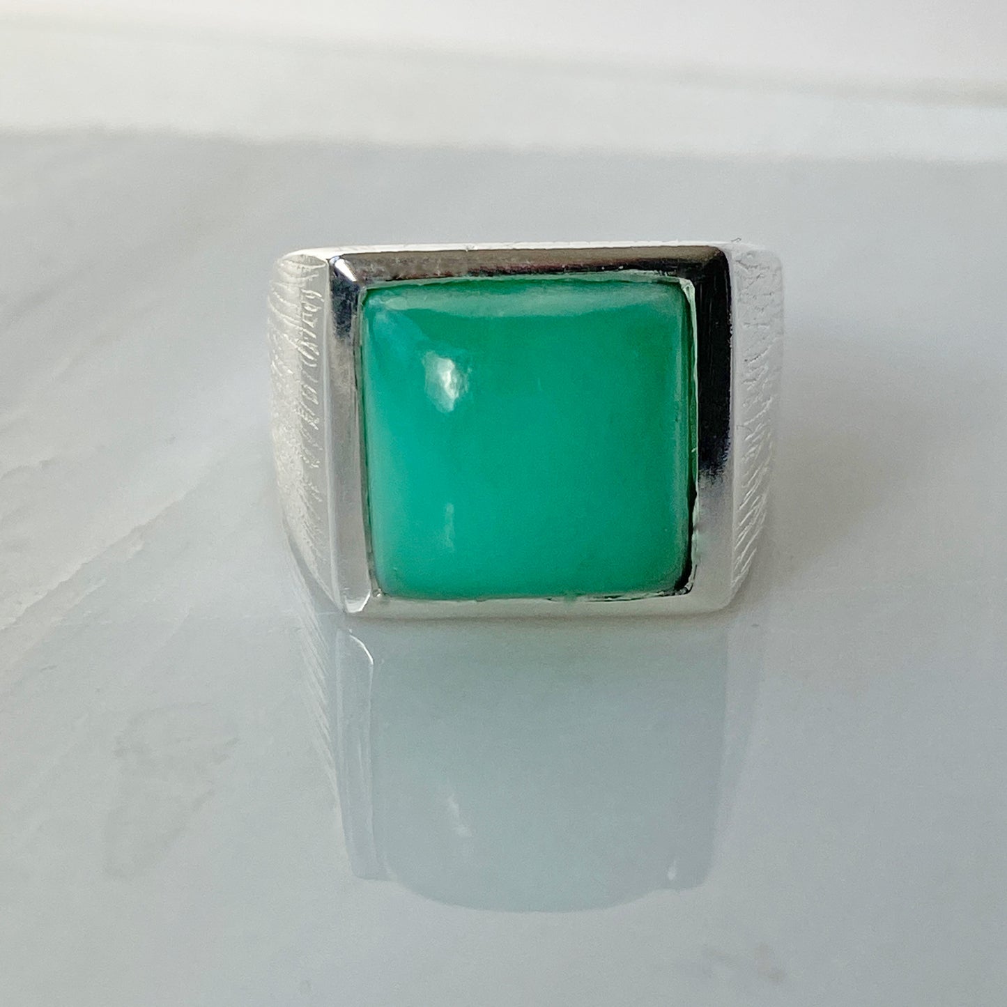 Chrysoprase Signet Silver Ring