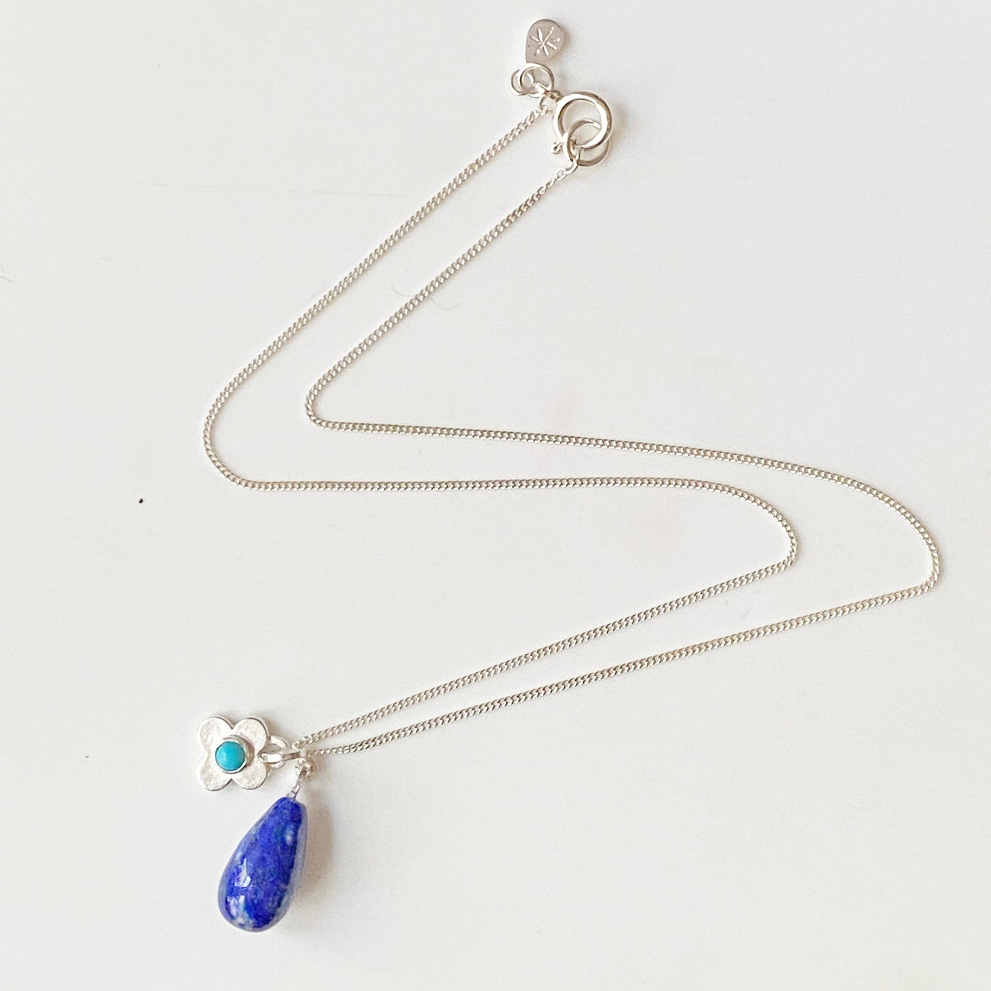 Clover Lapis & Turquoise Silver Pendant