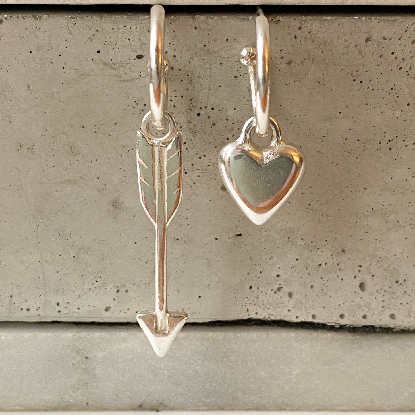 Heart & Arrow Earrings in Silver