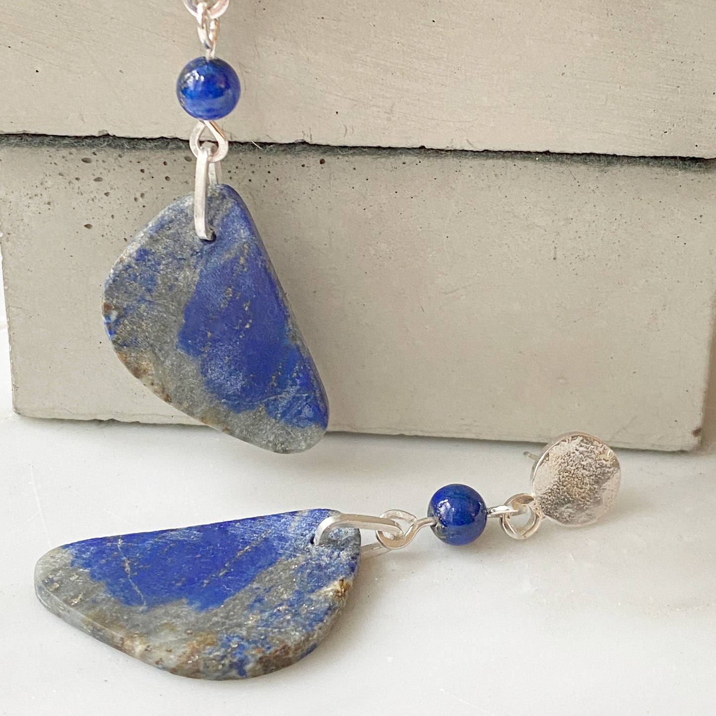 Lapis Silver Freeform Earrings