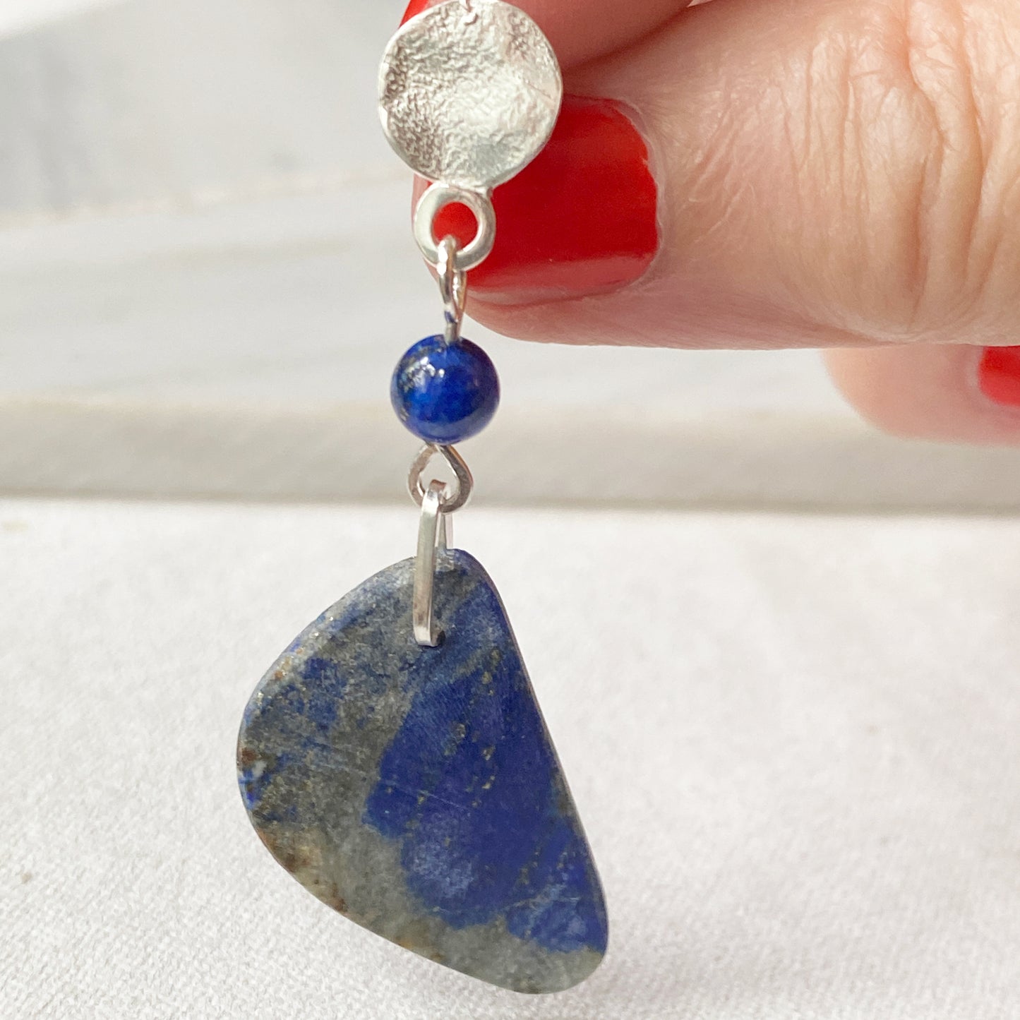 Lapis Silver Freeform Earrings