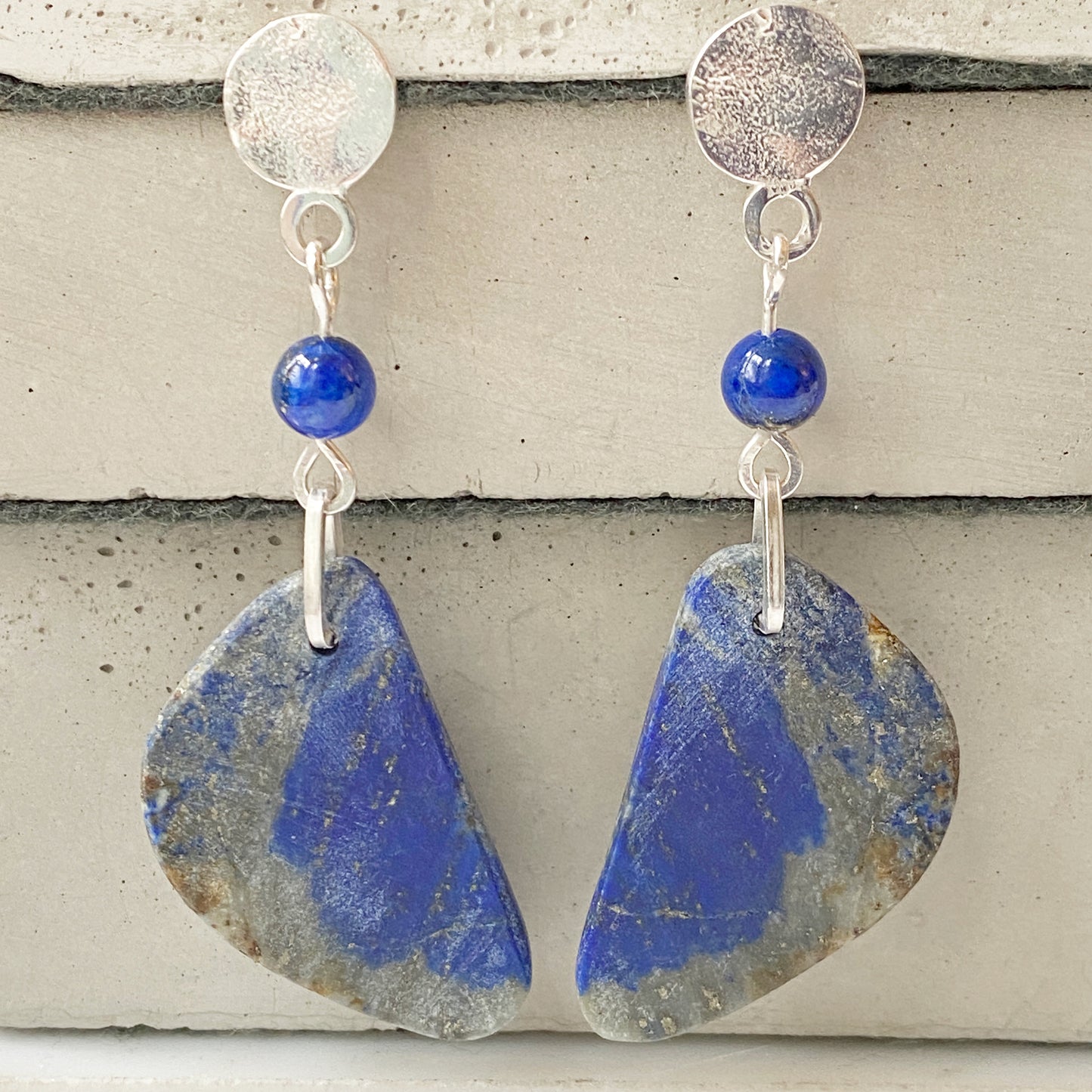 Lapis Silver Freeform Earrings