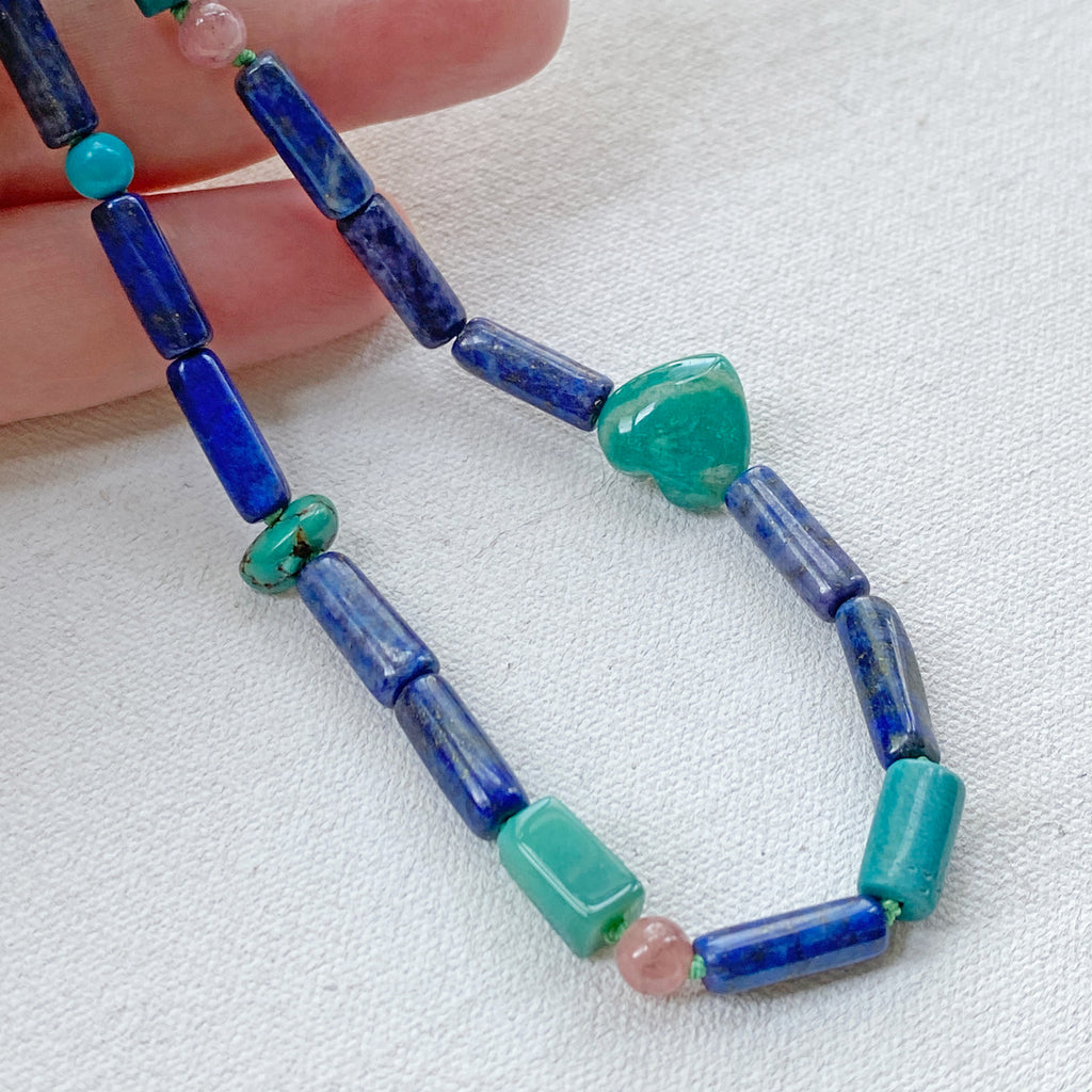 Lapis Turquoise Love Bead Necklace