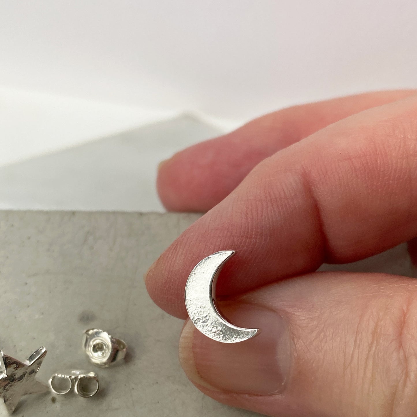 Moon & Star Silver Stud