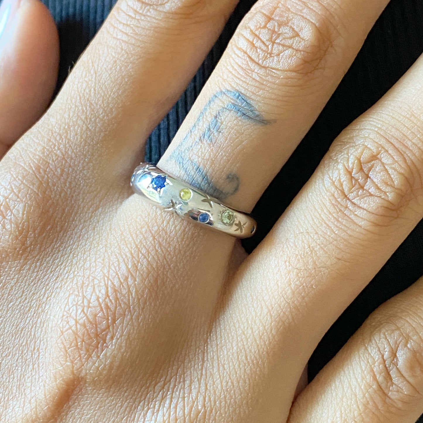 Sapphire White Gold Bombe Ring