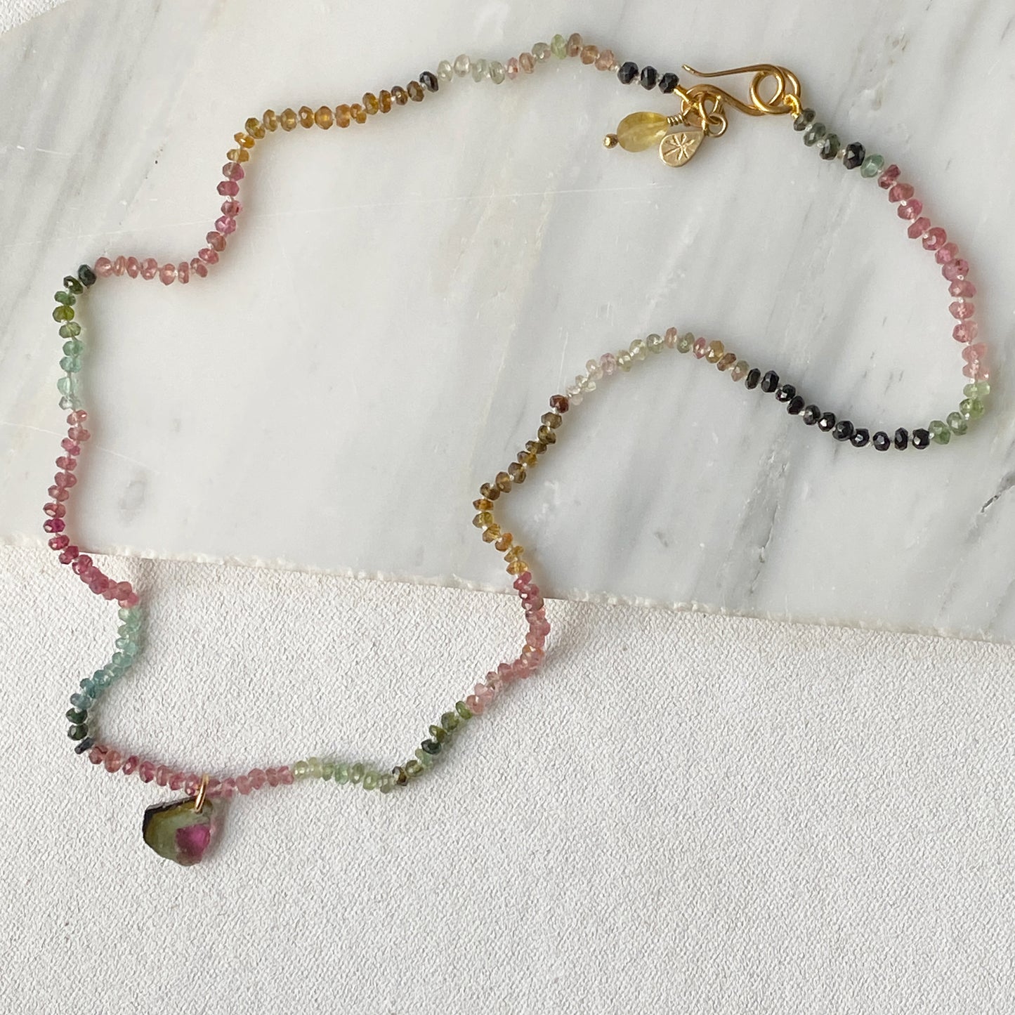 Tourmaline Slice Faceted Necklace