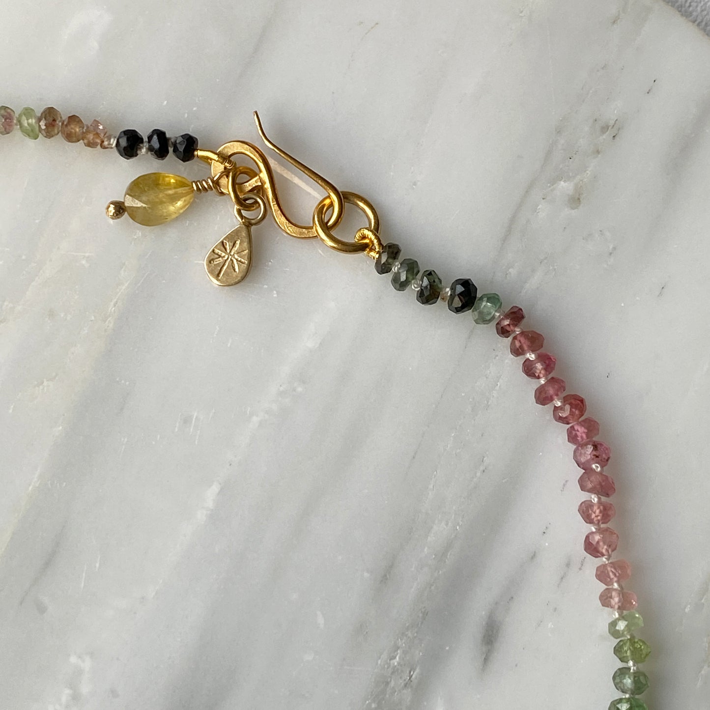 Tourmaline Slice Faceted Necklace