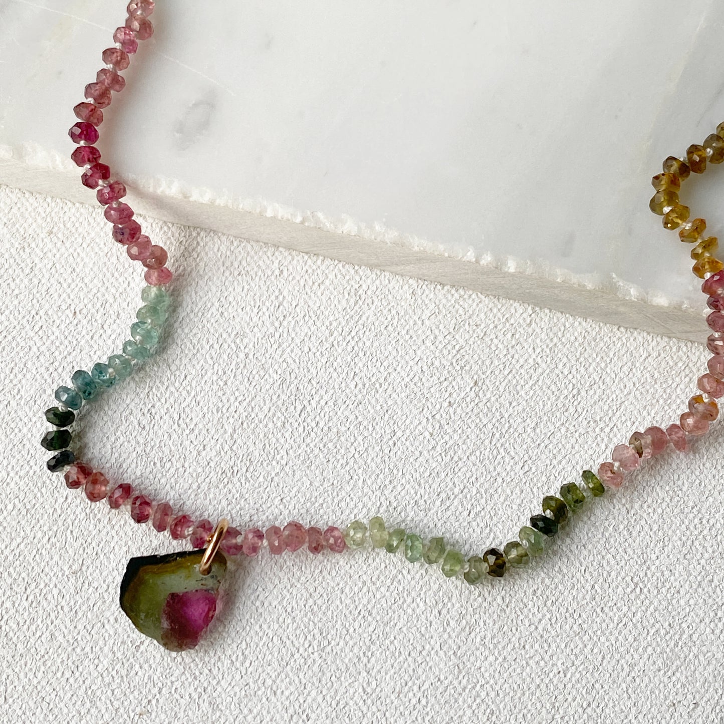 Tourmaline Slice Faceted Necklace