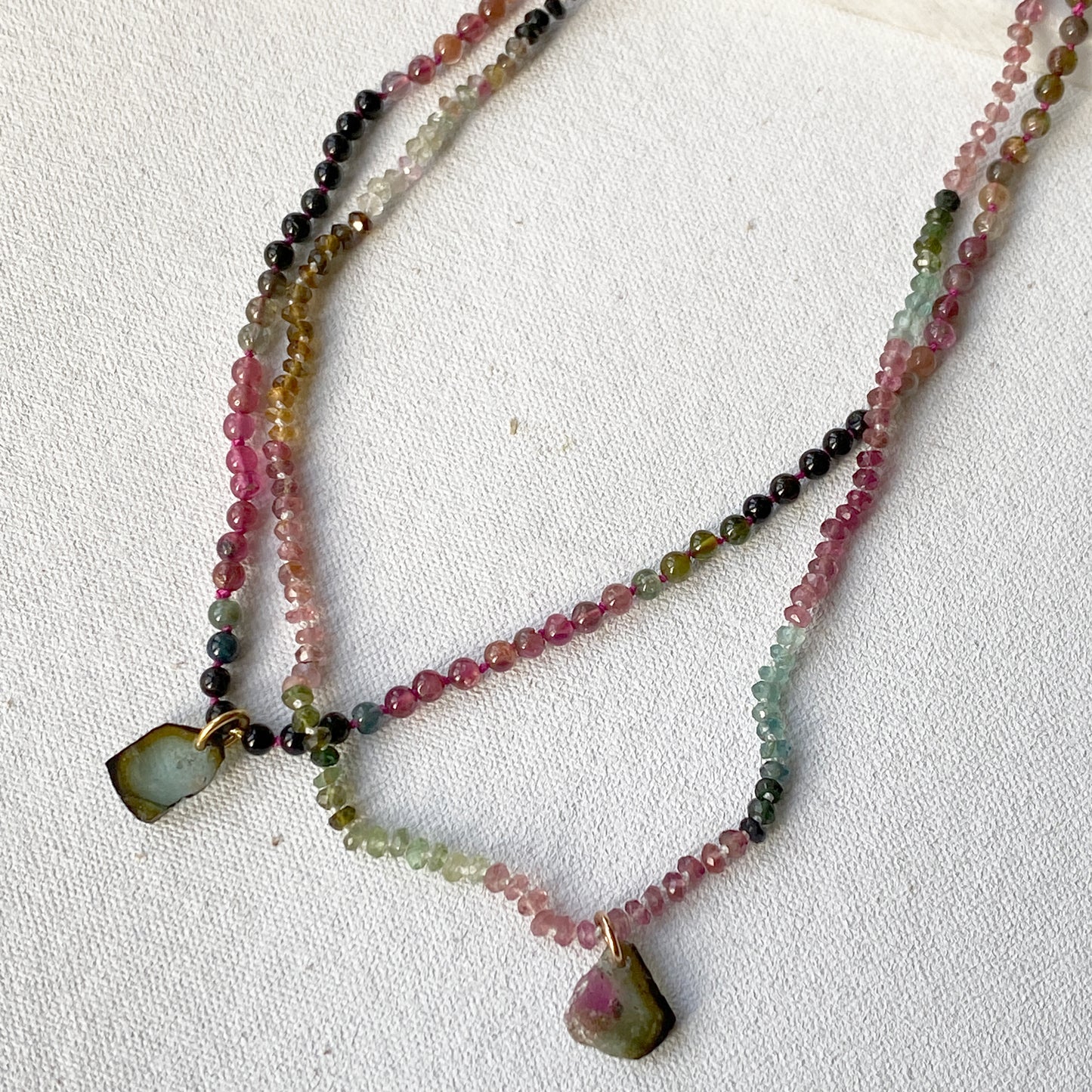 Tourmaline Slice Faceted Necklace