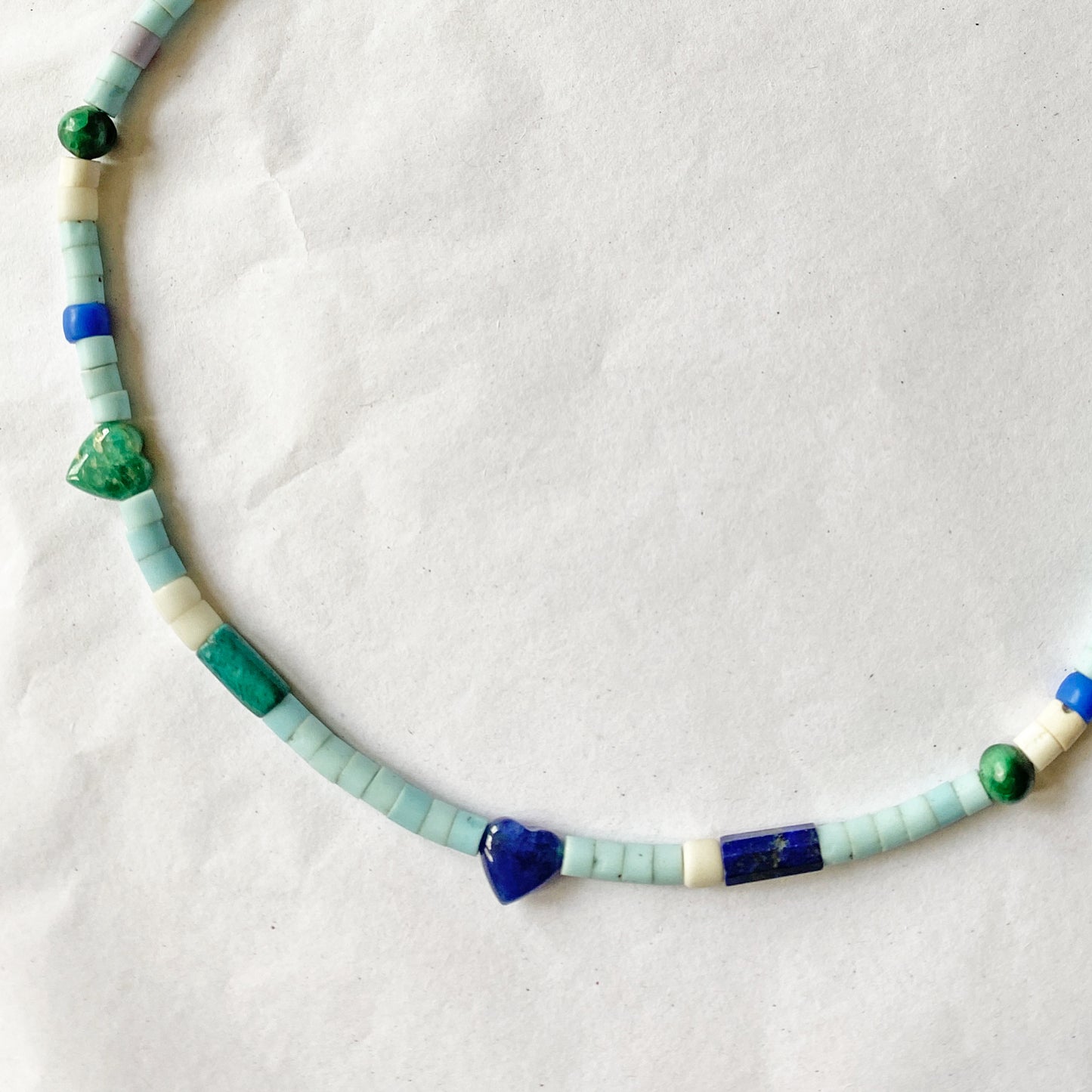 Love Bead Blue Gemstone Necklace