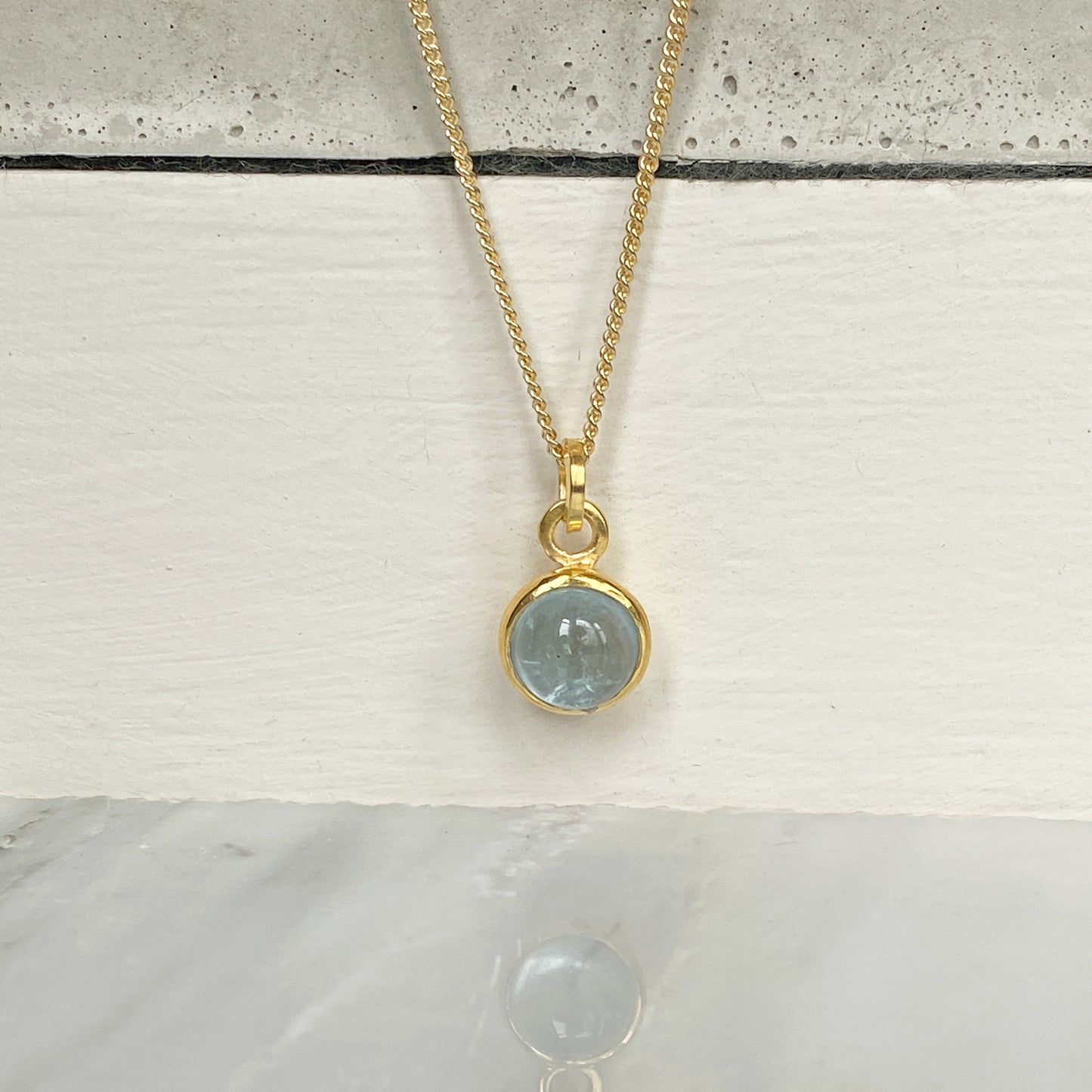 Birthstone Orb Aquamarine Gold Pendant