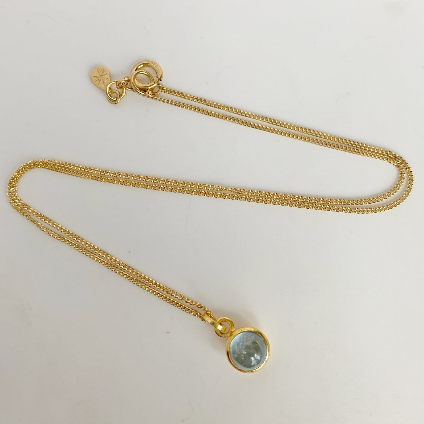 Birthstone Orb Aquamarine Gold Pendant
