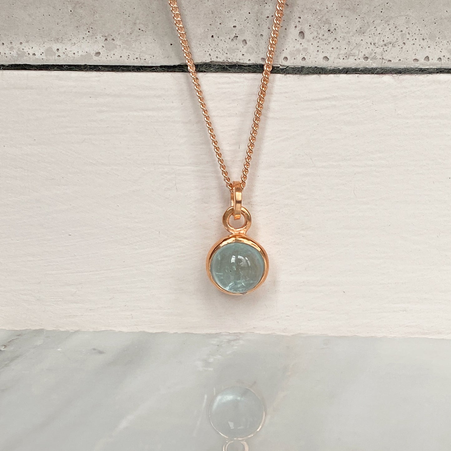 Birthstone Orb Aquamarine Gold Pendant