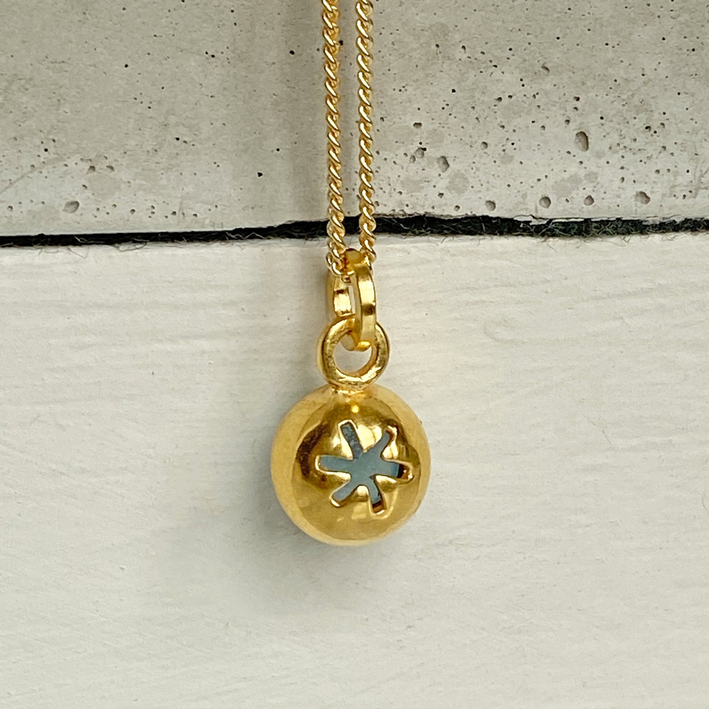 Birthstone Orb Aquamarine Gold Pendant