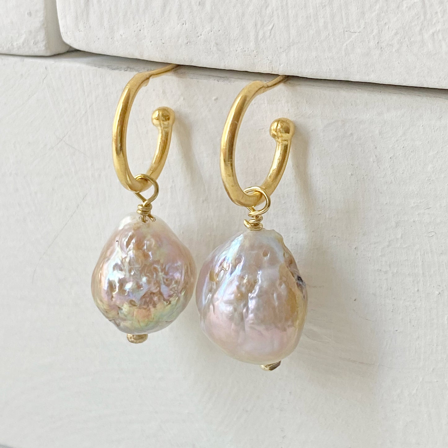 Baroque Pearl Hoops