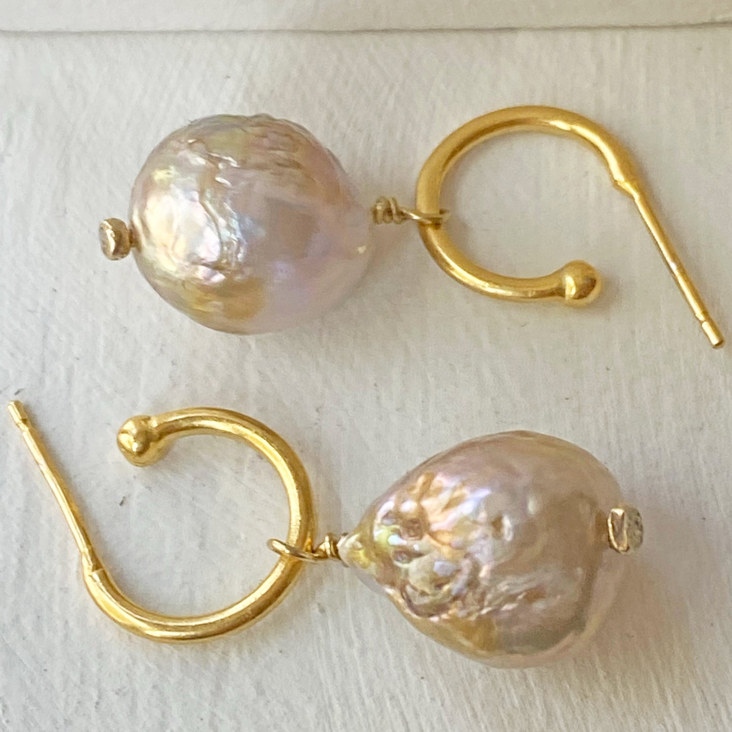 Baroque Pearl Hoops