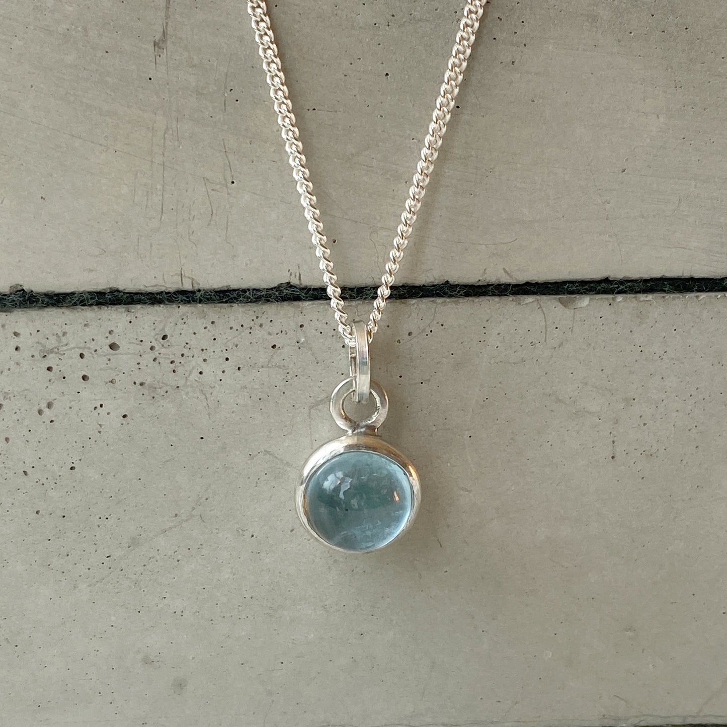 Birthstone Orb Aquamarine Silver Pendant