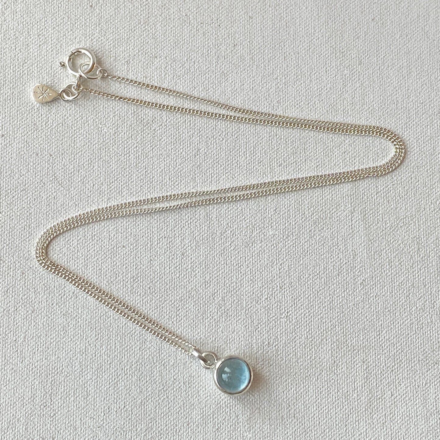 Birthstone Orb Aquamarine Silver Pendant