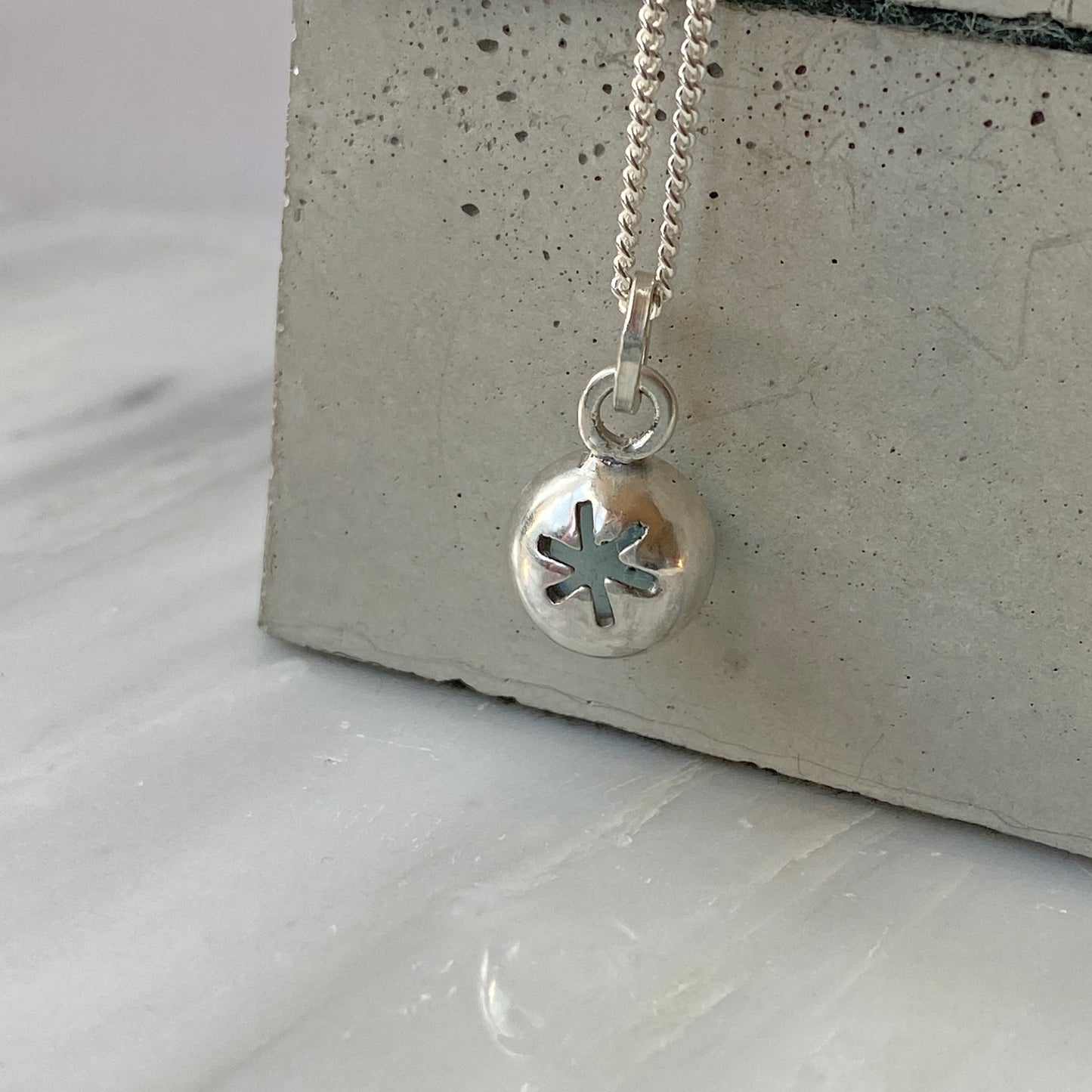 Birthstone Orb Aquamarine Silver Pendant
