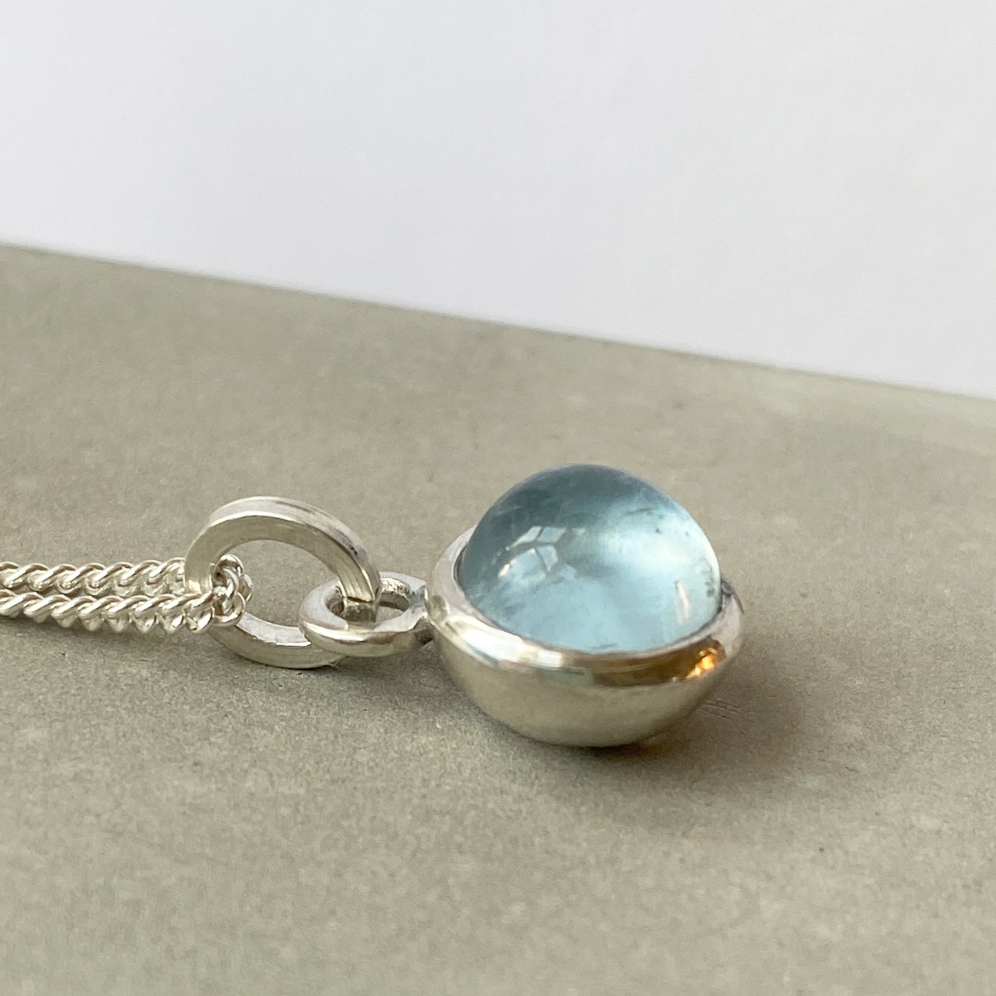 Birthstone Orb Aquamarine Silver Pendant