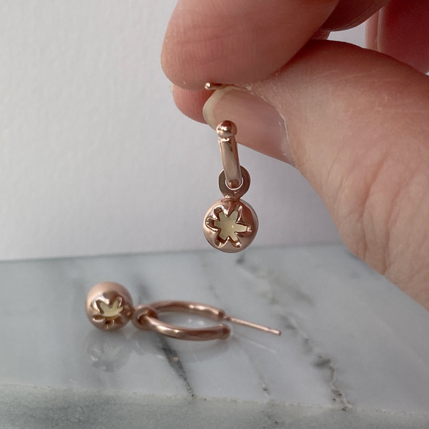 Birthstone Citrine Hoops Rose Gold