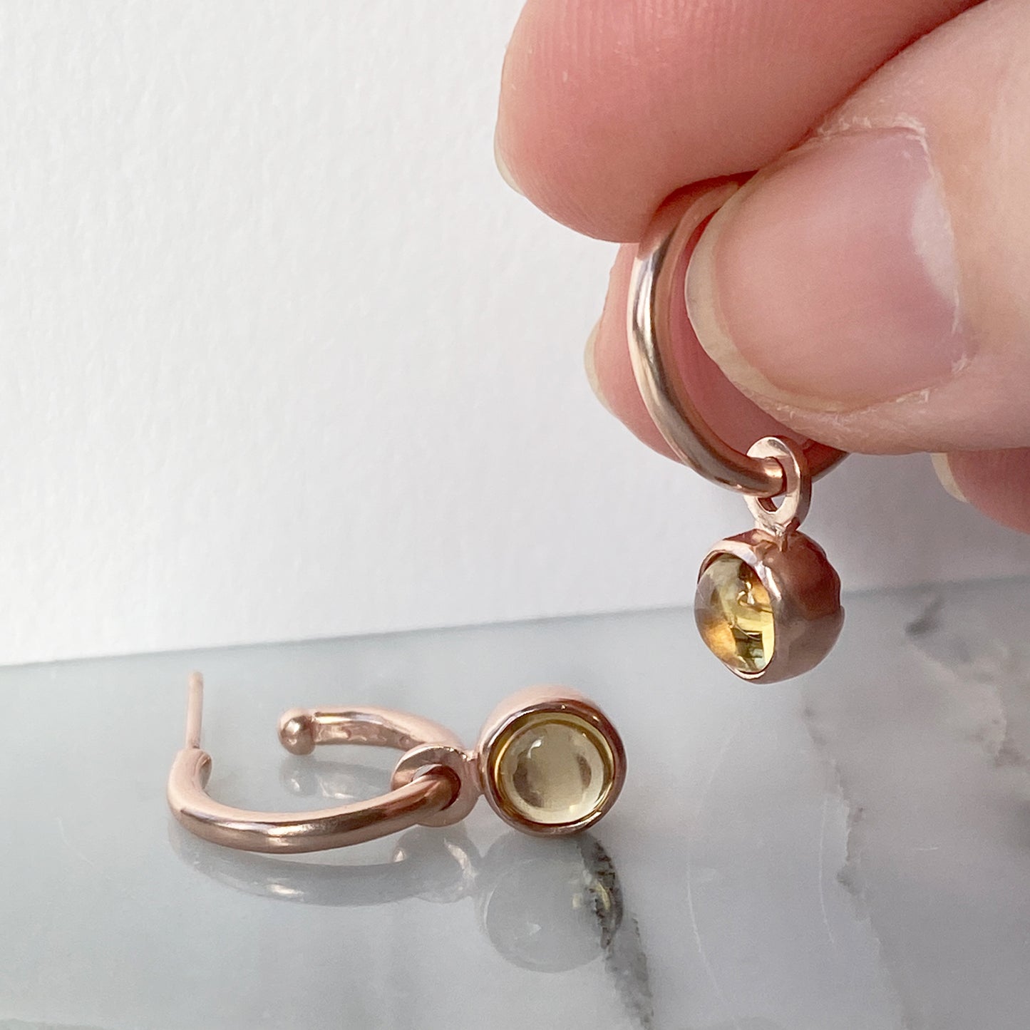 Birthstone Citrine Hoops Rose Gold