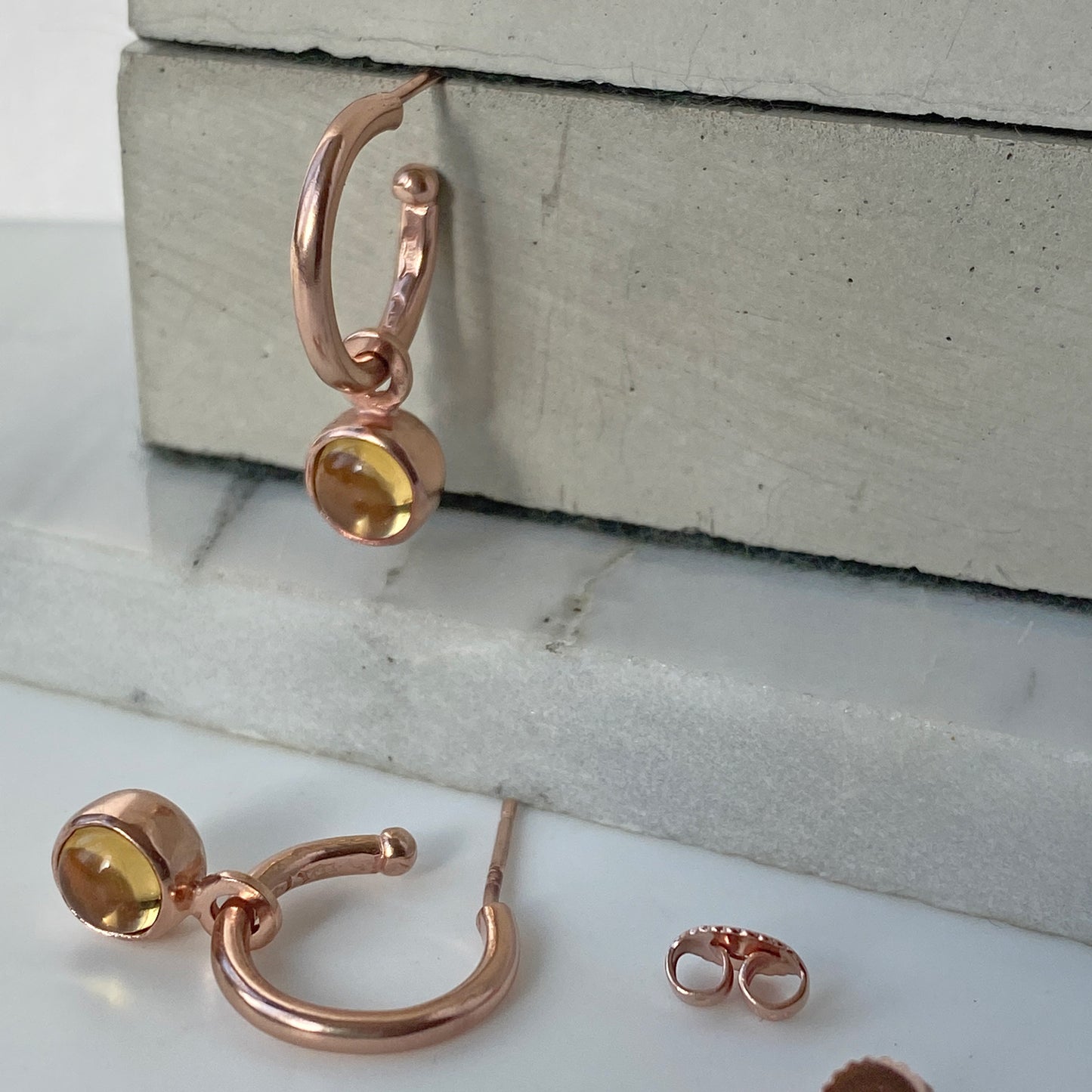 Birthstone Citrine Hoops Rose Gold