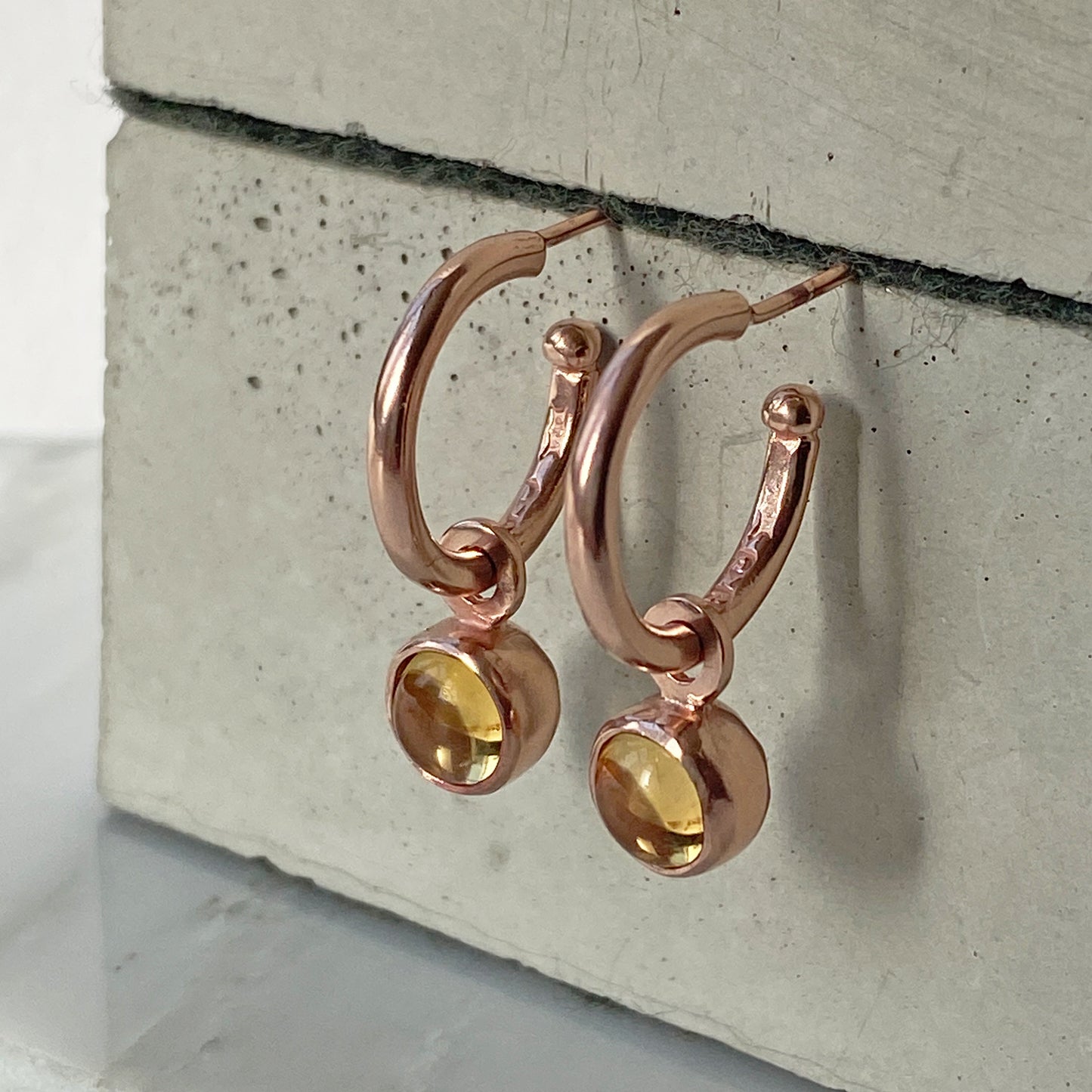 Birthstone Citrine Hoops Rose Gold