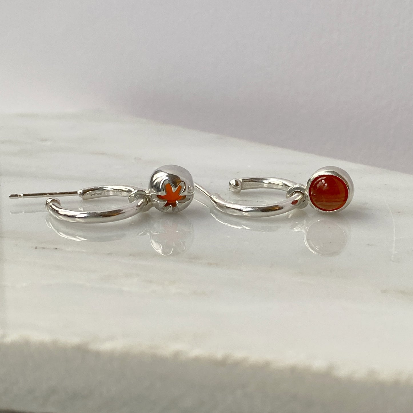 Birthstone Carnelian Hoops
