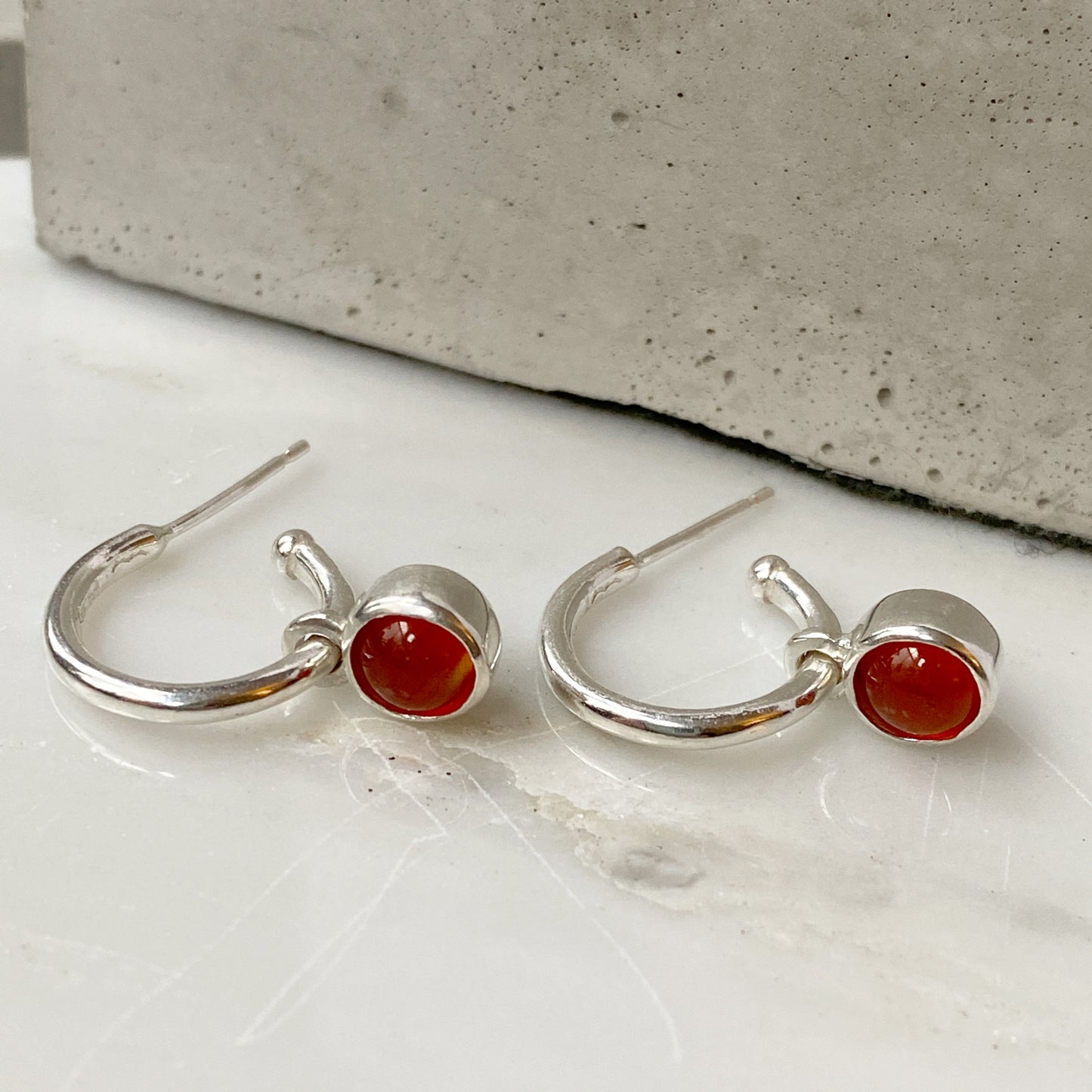 Birthstone Carnelian Hoops