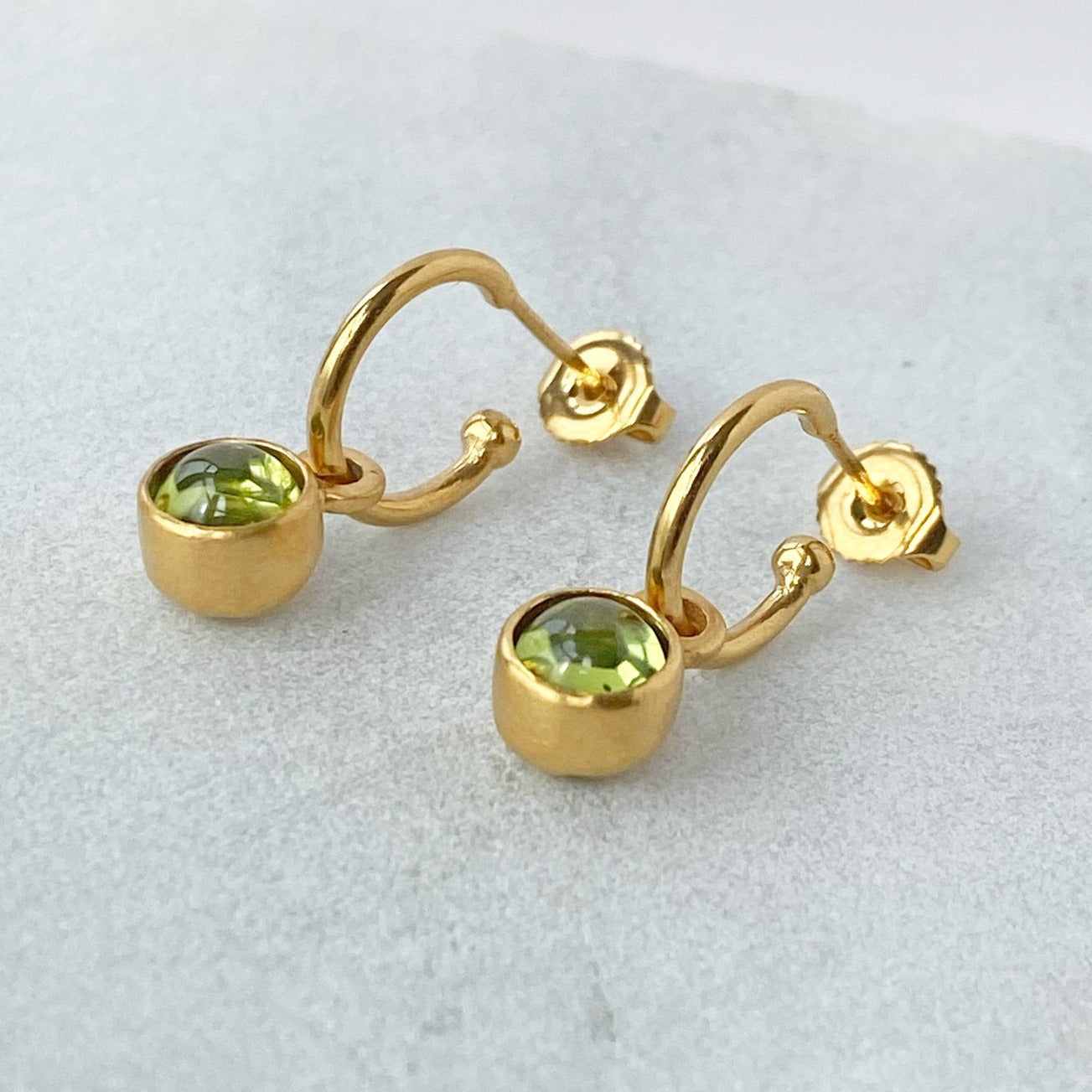 Birthstone Hoop Peridot Earrings Gold
