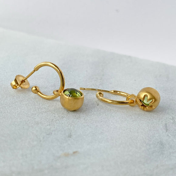 Birthstone Hoop Peridot Earrings Gold