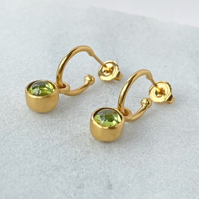 Birthstone Hoop Peridot Earrings Gold