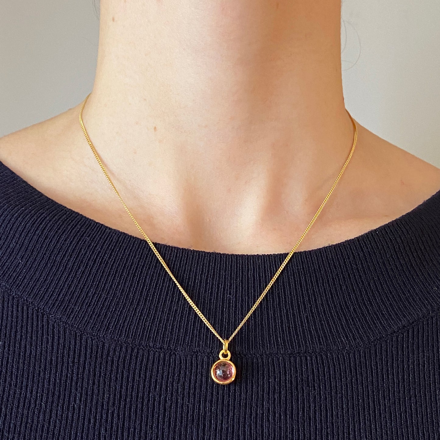Birthstone Orb Tourmaline Gold Pendant