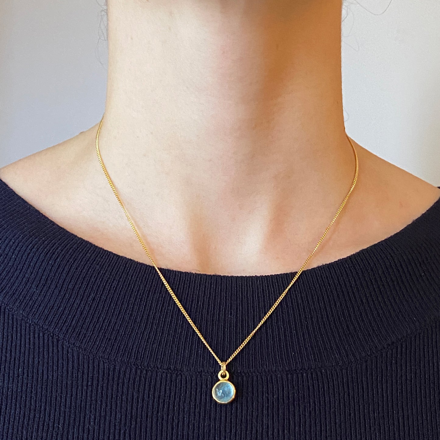 Birthstone Orb Aquamarine Gold Pendant