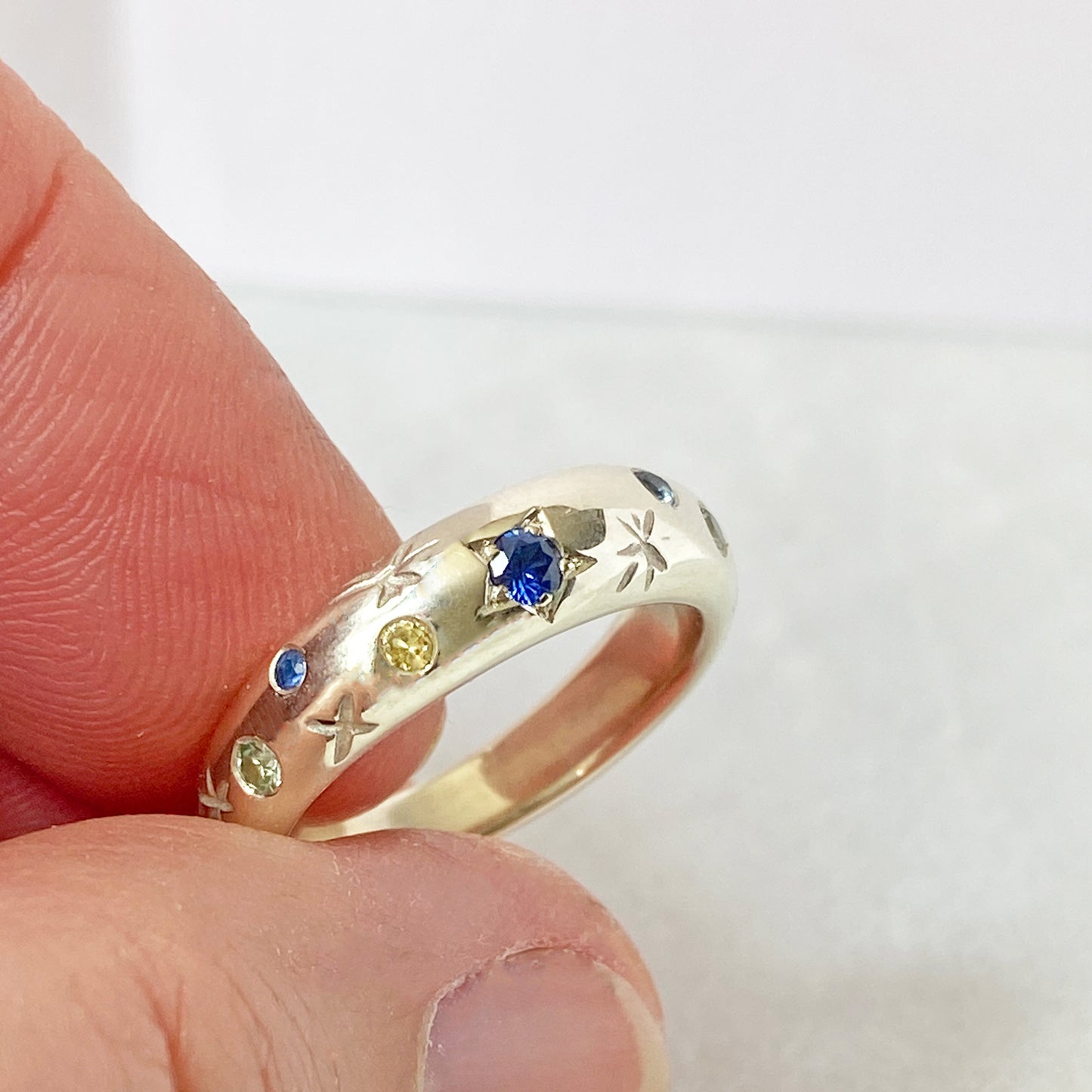 Sapphire White Gold Bombe Ring