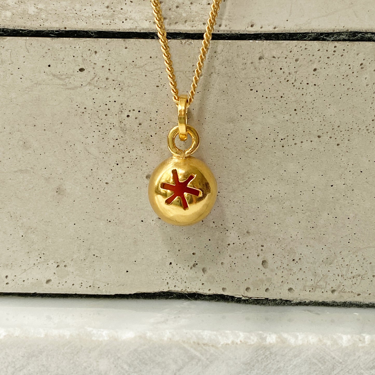 Birthstone Orb Carnelian Gold Pendant